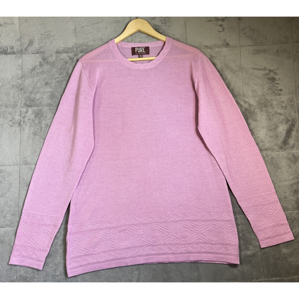 Pure Alpaca Tunic Sweater Womens L/XL Pink Pullover 100% Alpaca Slim Fit